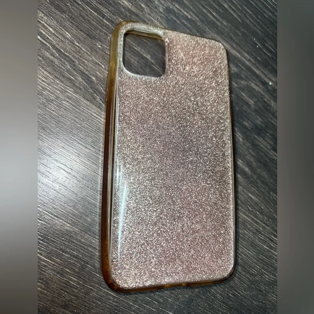 iPhone 15 phone case, rose gold pink glitter